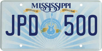 MS license plate JPD500