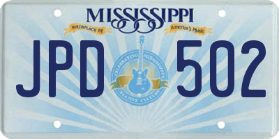 MS license plate JPD502