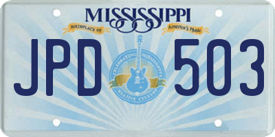 MS license plate JPD503