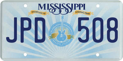 MS license plate JPD508
