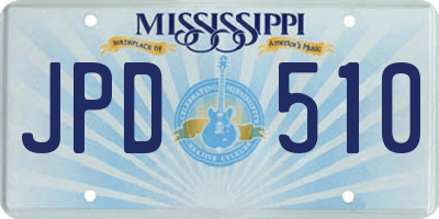 MS license plate JPD510