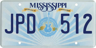 MS license plate JPD512