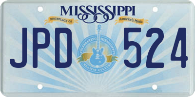 MS license plate JPD524