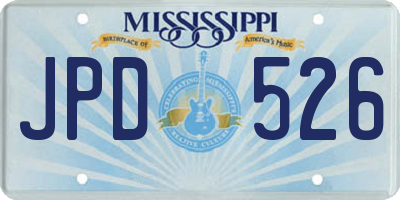 MS license plate JPD526