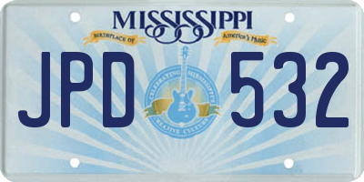 MS license plate JPD532