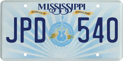 MS license plate JPD540