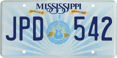 MS license plate JPD542