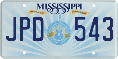 MS license plate JPD543