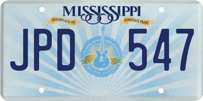 MS license plate JPD547