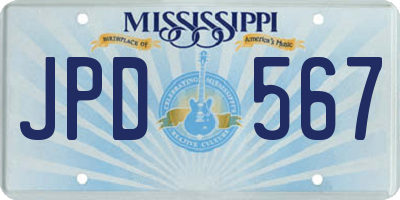 MS license plate JPD567
