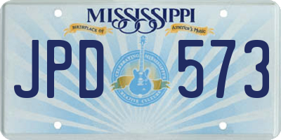 MS license plate JPD573