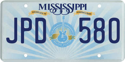 MS license plate JPD580