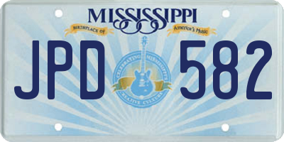 MS license plate JPD582