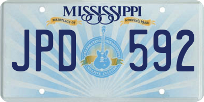MS license plate JPD592