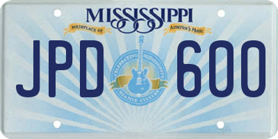 MS license plate JPD600