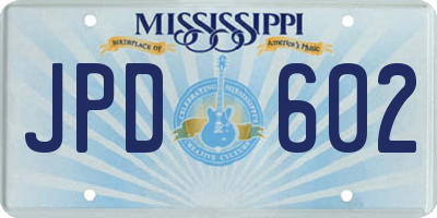 MS license plate JPD602