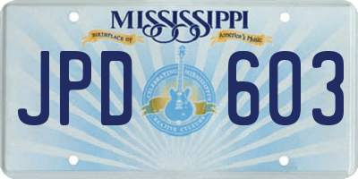 MS license plate JPD603