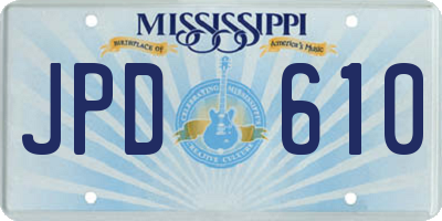 MS license plate JPD610