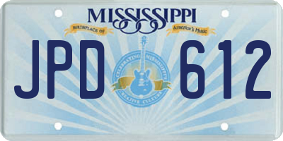 MS license plate JPD612