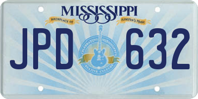 MS license plate JPD632