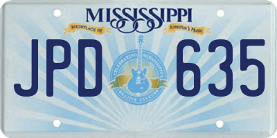 MS license plate JPD635
