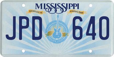 MS license plate JPD640