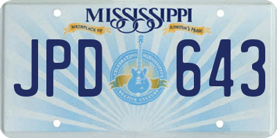 MS license plate JPD643