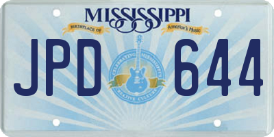 MS license plate JPD644