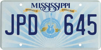 MS license plate JPD645
