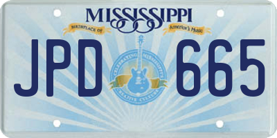 MS license plate JPD665