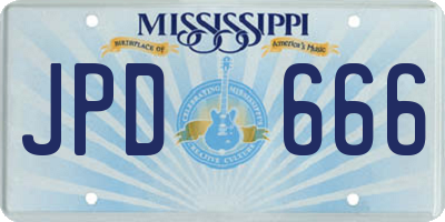 MS license plate JPD666