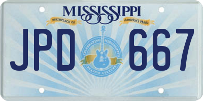 MS license plate JPD667