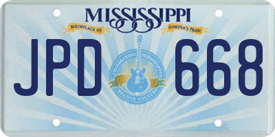 MS license plate JPD668