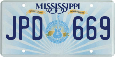MS license plate JPD669