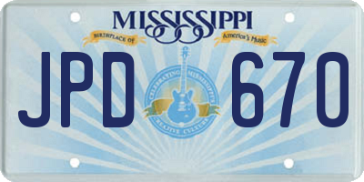 MS license plate JPD670