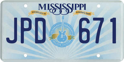 MS license plate JPD671