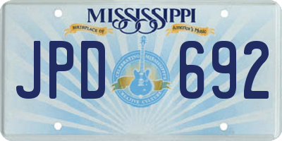 MS license plate JPD692