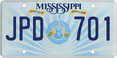 MS license plate JPD701