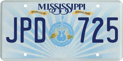 MS license plate JPD725