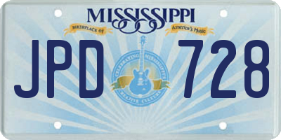 MS license plate JPD728