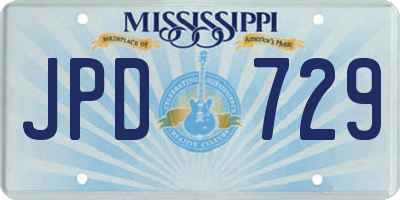 MS license plate JPD729
