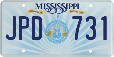 MS license plate JPD731
