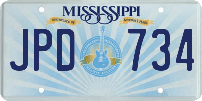MS license plate JPD734