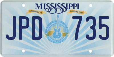 MS license plate JPD735