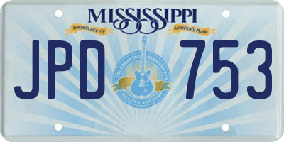MS license plate JPD753