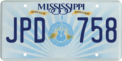 MS license plate JPD758