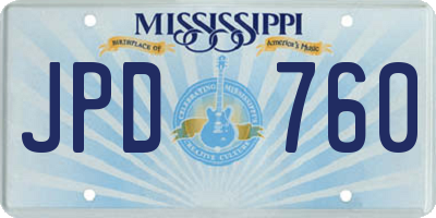MS license plate JPD760