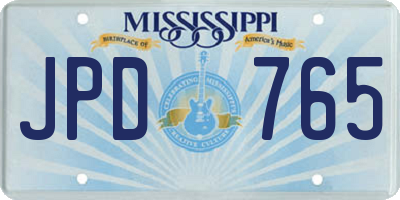 MS license plate JPD765