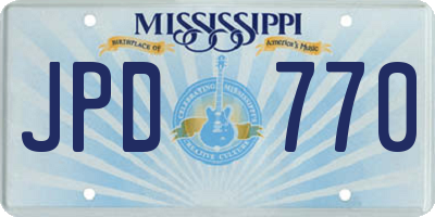 MS license plate JPD770