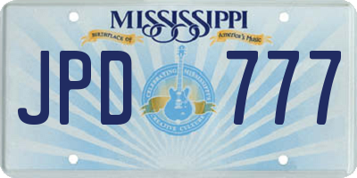 MS license plate JPD777